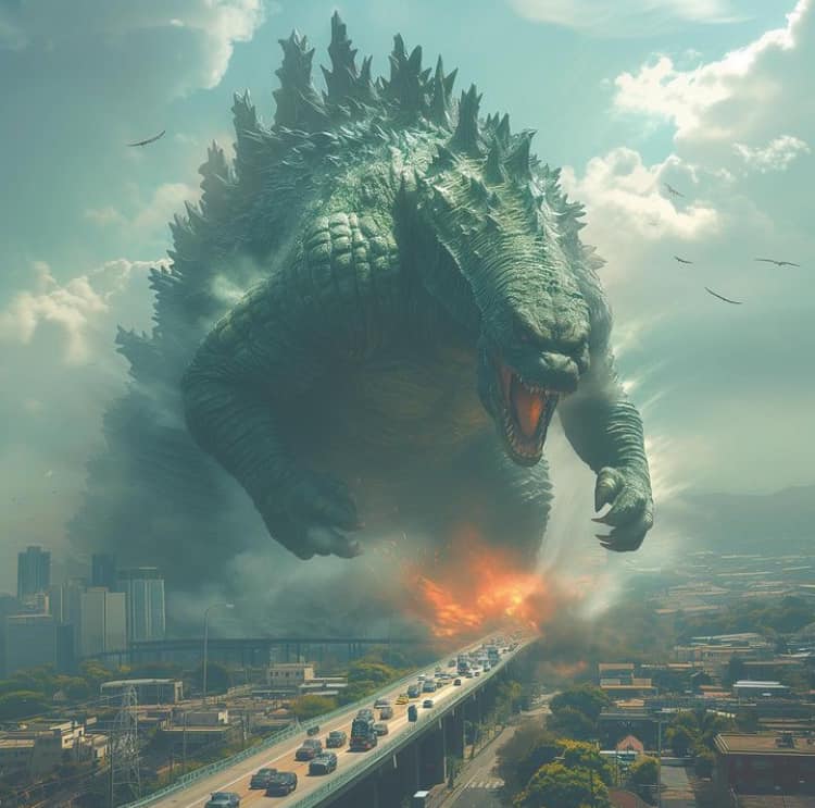 Giant Monster Destroying Cityscape Jigsaw Puzzle