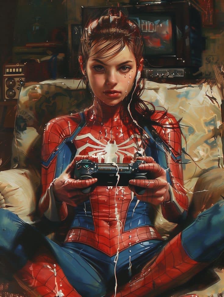 Girl Spider Man Gaming Print Poster
