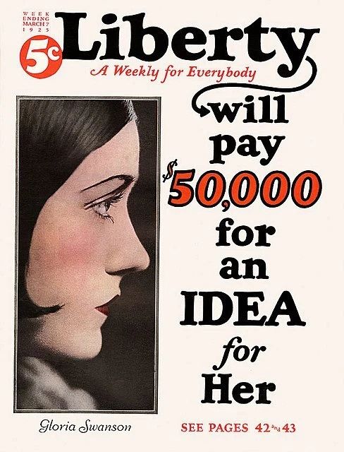 Gloria Swanson In Liberty Magazine Cover Picture Keychain Reprint