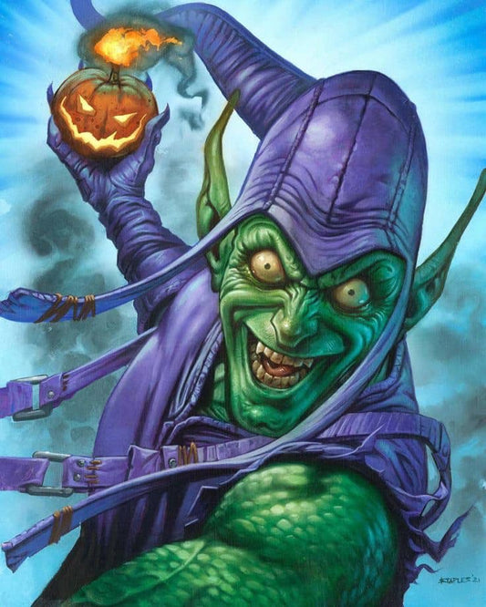 Goblin Holding Flame Pumpkin Print Poster