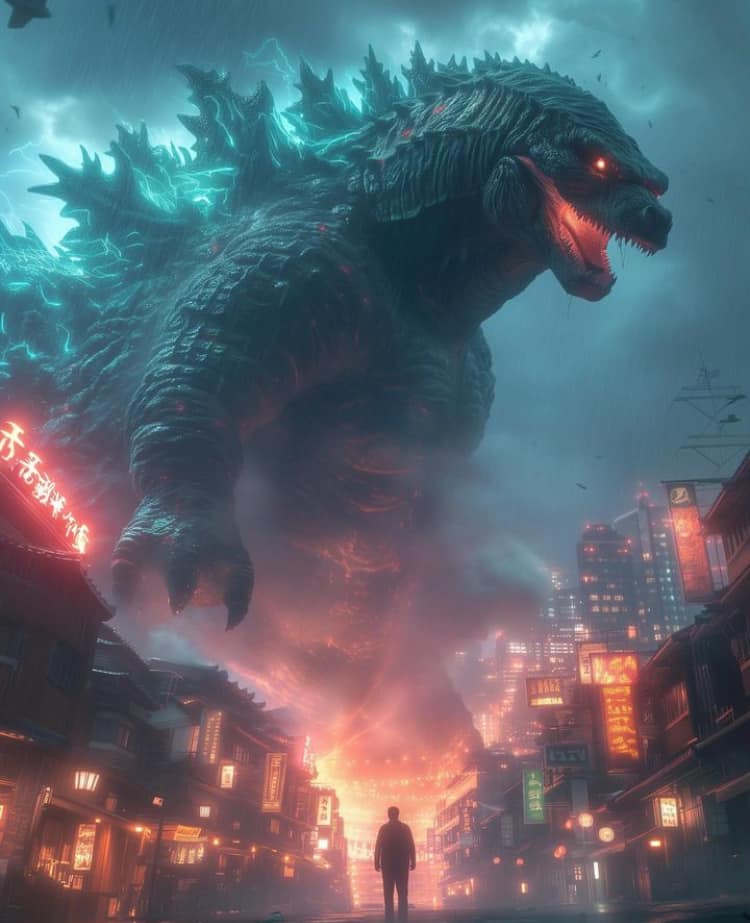 Godzilla Cityscape Encounter Print Poster