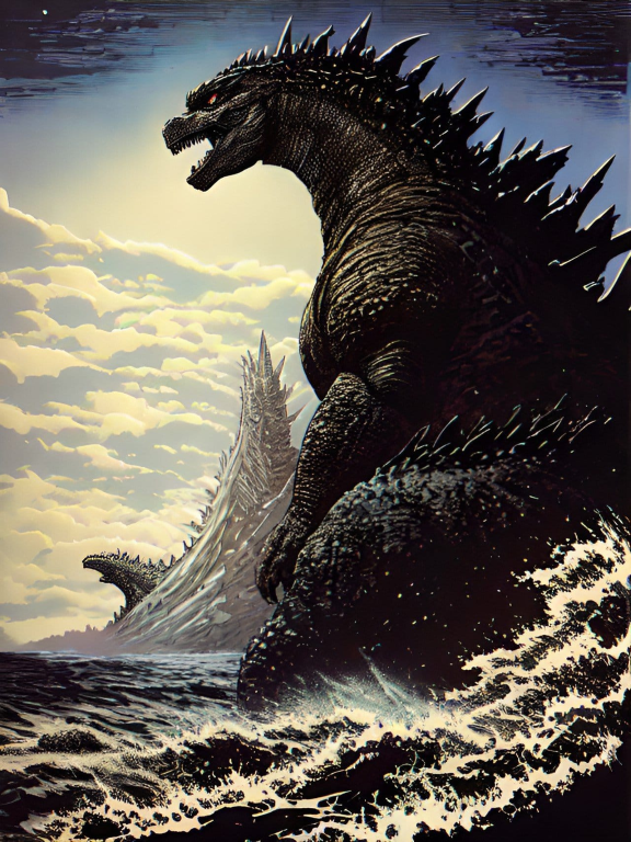 Godzilla Rising Out Of Water 462 Print Poster