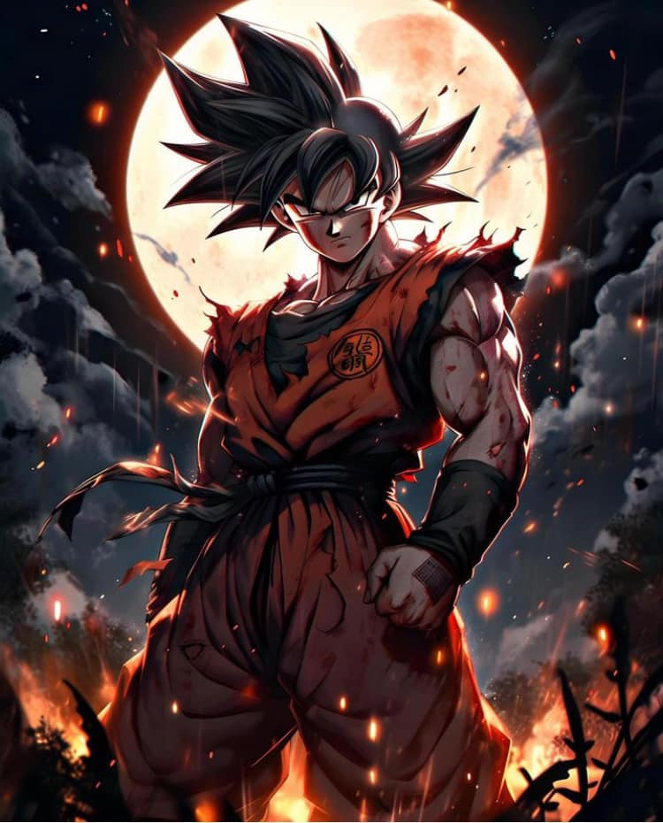Goku Full Moon Battle Scene Print Poster
