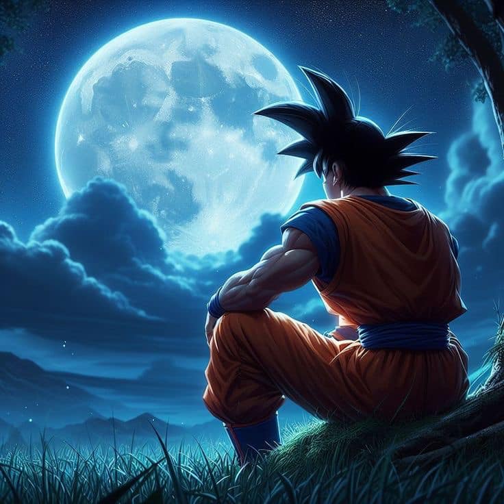 Goku Moonlit Night Print Poster