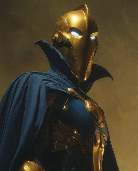 Golden Masked Hero Portrait Print Poster