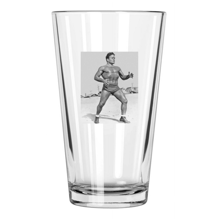 Golden Greek Jim Londos Photo World Champion Wrestler Pint Beer Drinking Glass