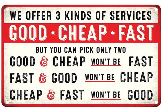 Good Cheap Fast Service Distressed Aluminum Metalsign Funny Garage Mechanic