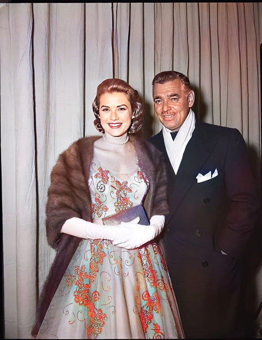 Grace Kelly And Clark Gable At The 1955 Oscars Colorized Picture Keychain 8.5 X11