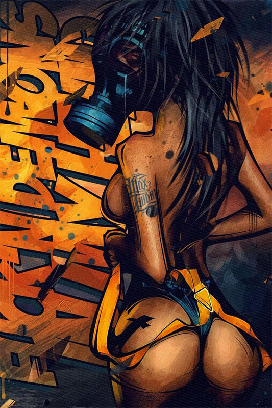 Graffiti Art Girls Shaped Letters Painting Print Jigsaw Puzzle