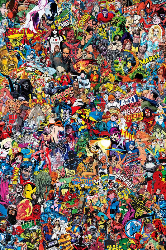 Graffiti Superheroes Cartoon Colourful Painting Jigsaw Puzzle