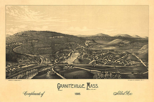 Graniteville Massachusetts Historic Panoramic Town Map Jigsaw Puzzle