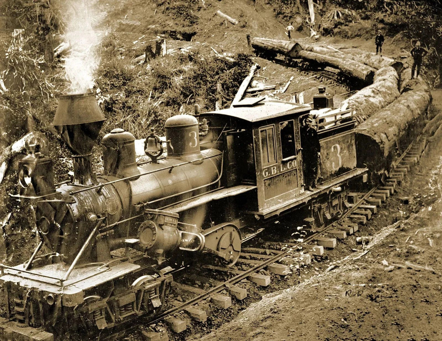 Grays Bay Logging Company Train Washinton Vintage Picture Photo