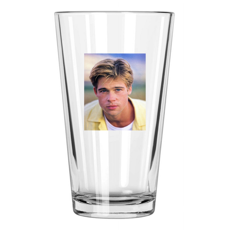 Great Actor Brad Pitt Model Hollywood Celebrity Portrait 1 Pint Beer Glass