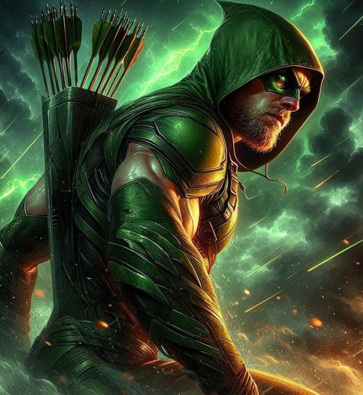 Green Hooded Archer Hero Print Poster