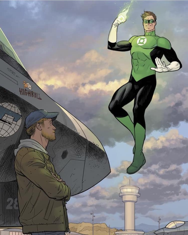 Green Lantern Encounter Airfield Print Poster
