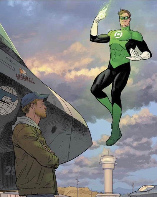 Green Lantern Encounter Airfield Print Poster