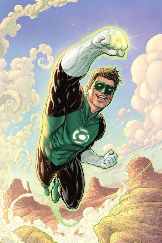Green Lantern Flying In Clouds Print Poster
