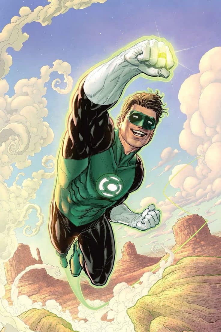 Green Lantern Flying In Clouds Jigsaw Puzzle