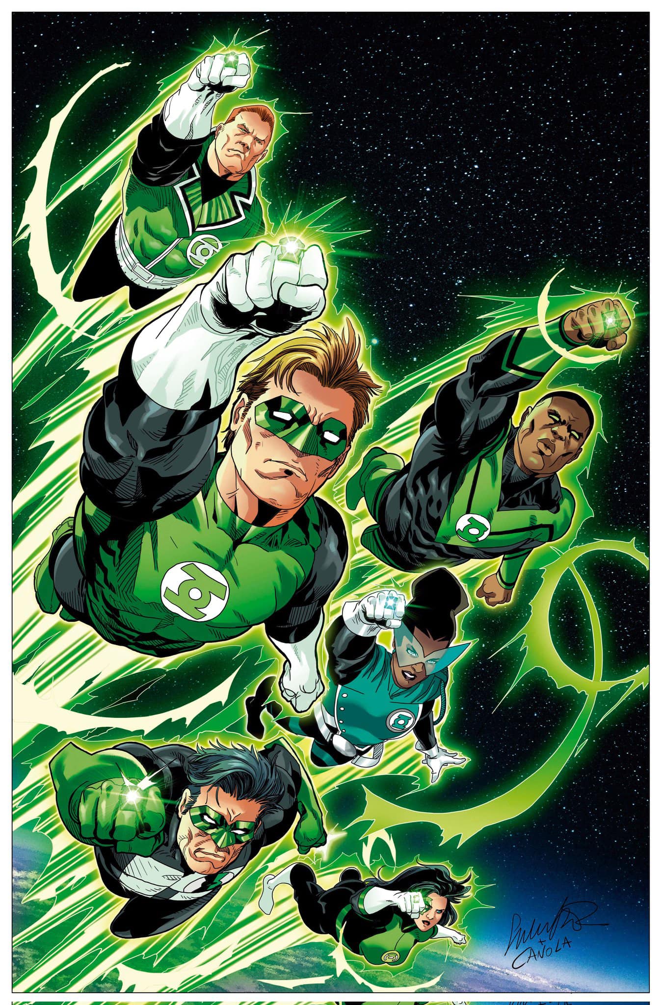 Green Lantern Heroes Flying Print Poster