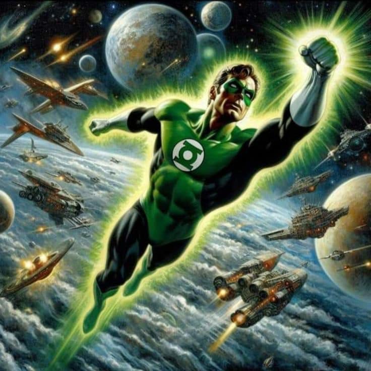 Green Lantern Space Battle Print Poster