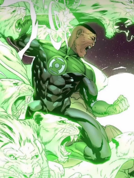 Green Lantern Vs Lions Action Print Poster