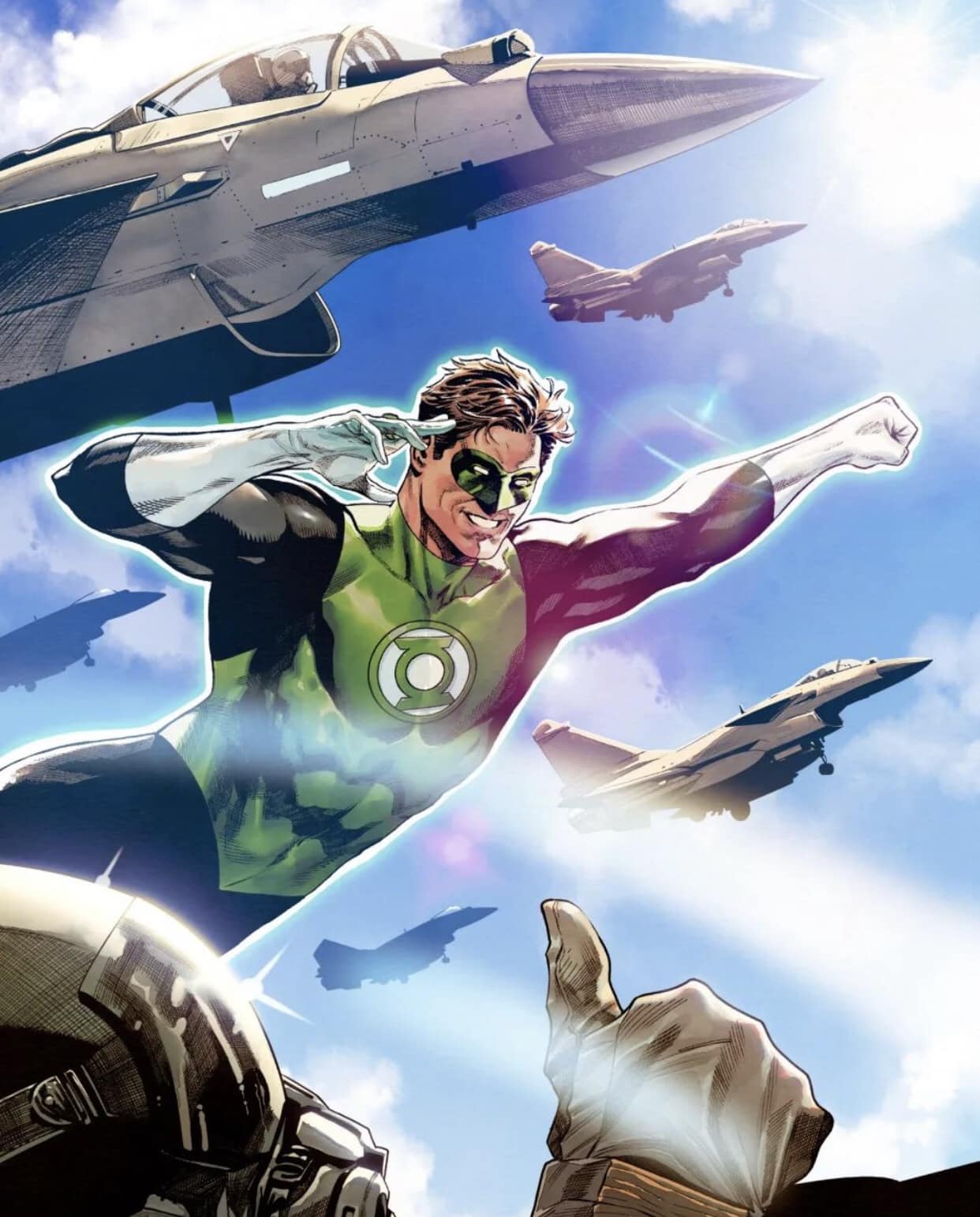 Green Lantern With Jets Flying Print Poster