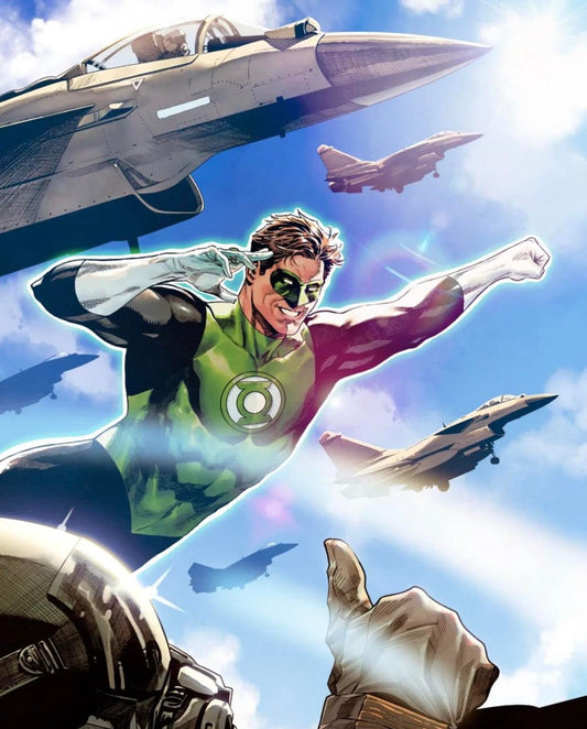 Green Lantern With Jets Flying Print Poster