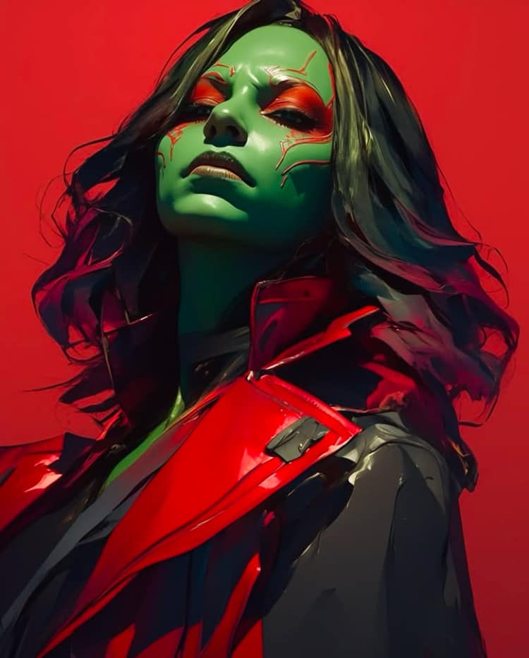 Green Skinned Cosplay Portrait Print Poster
