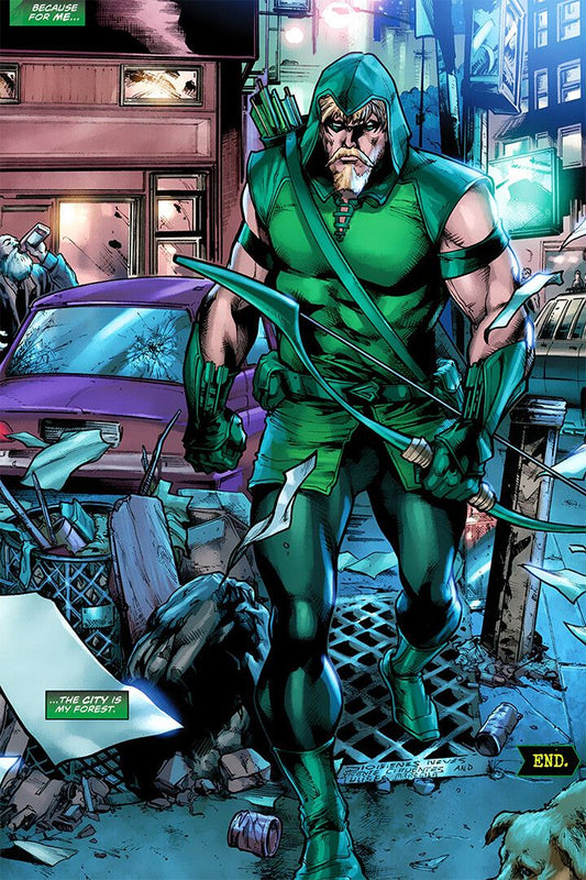 Green Arrow In The Rain Comic Book Superhero Decor Wall Art Jigsaw Puzzle