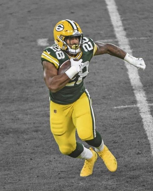 Green Bay Packers Aj Dillon Glossy Photo Football Print Spotlight Poster