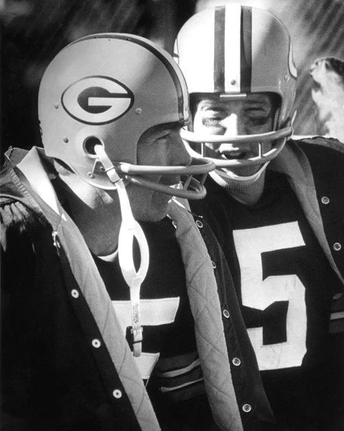 Green Bay Packers Bart Starr And Paul Hornung Glossy Keychain Football Keychain