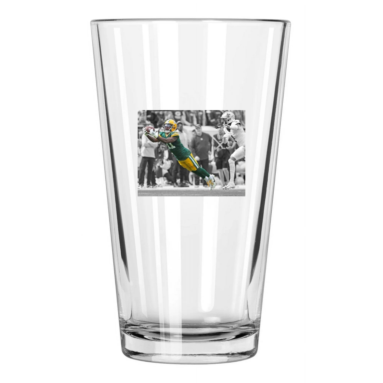 Green Bay Packers Jayden Reed Photo Spotlight Pint Beer Drinking Glass