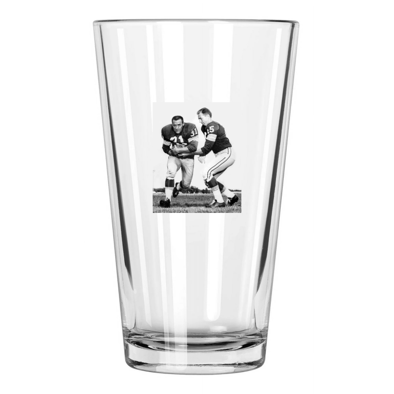 Green Bay Packers Jim Taylor & Bart Starr Nfl Football Pint Beer Drinking Glass