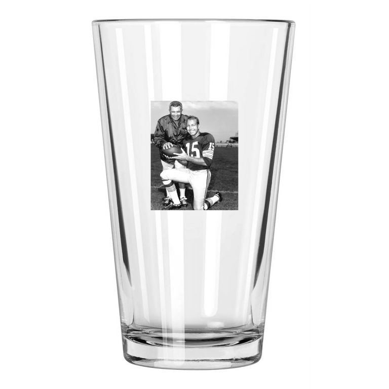 Green Bay Packers Vince Lombardi & Bart Starr Football Pint Beer Drinking Glass