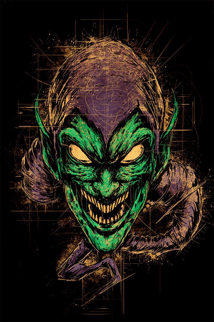 Green Goblin Cartoon Drawing Action Painting Jigsaw Puzzle