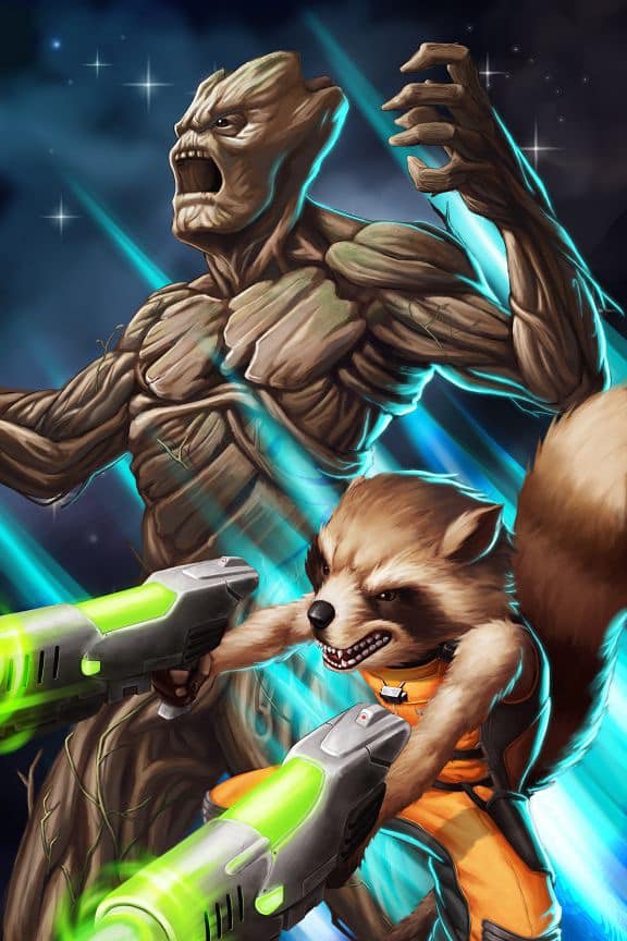 Guardians Of The Galaxy Rocket And Groot Mission Print Poster
