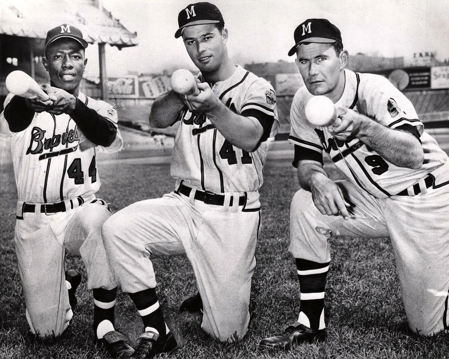 Hank Aaron Eddie Mathews Joe Adcock Photo Milwaukee Braves Picture Baseball