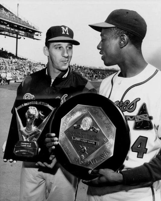 Hank Aaron & Warren Spahn Photo Milwaukee Braves Baseball Picture Mlb