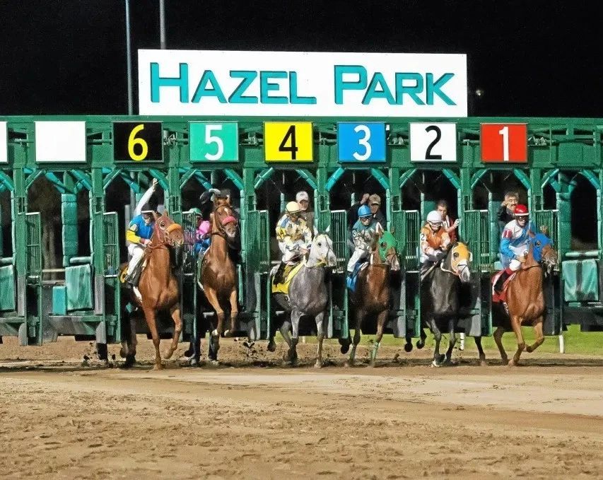 Hazel Park Racetrack Keychain Horse Racing Picture Michigan Race Course