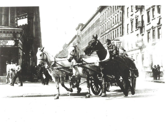 Horse Drawn Fire Truck Magnet Picture Firefighting 1890'S Turning Corner