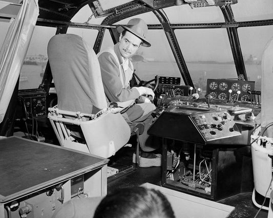 Howard Hughes In Cockpit Of Famous Plane Spruce Goose Picture Keychain