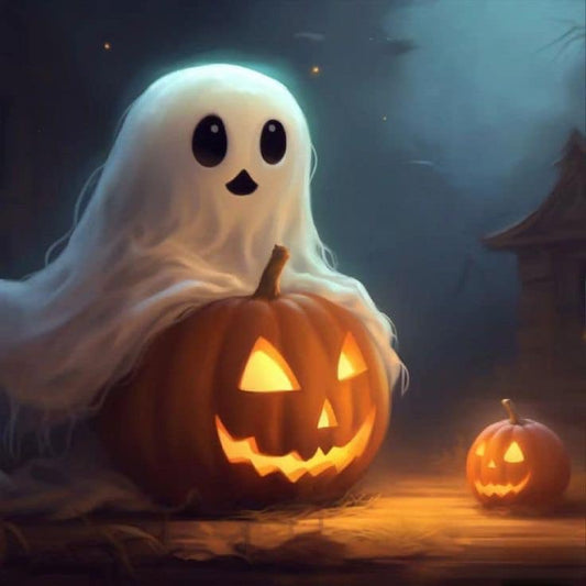 Halloween Ghost Pumpkins Print Poster