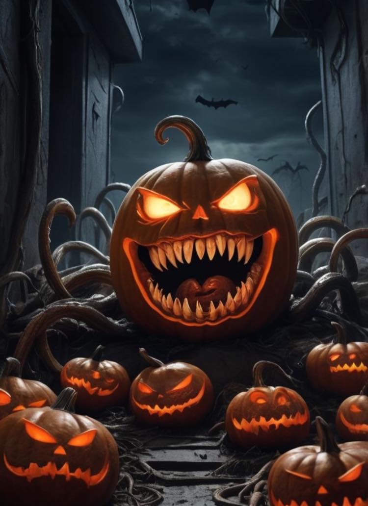 Halloween Pumpkin Festivities Spooky Scene Print Poster