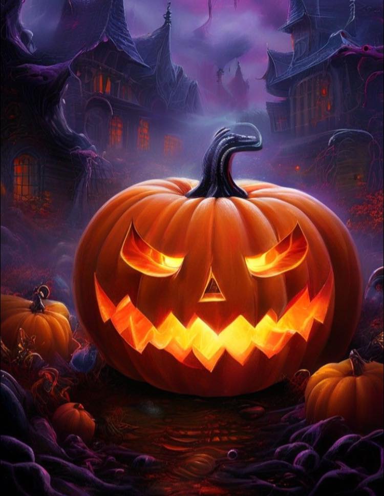 Halloween Pumpkin Lantern Nightscape Print Poster