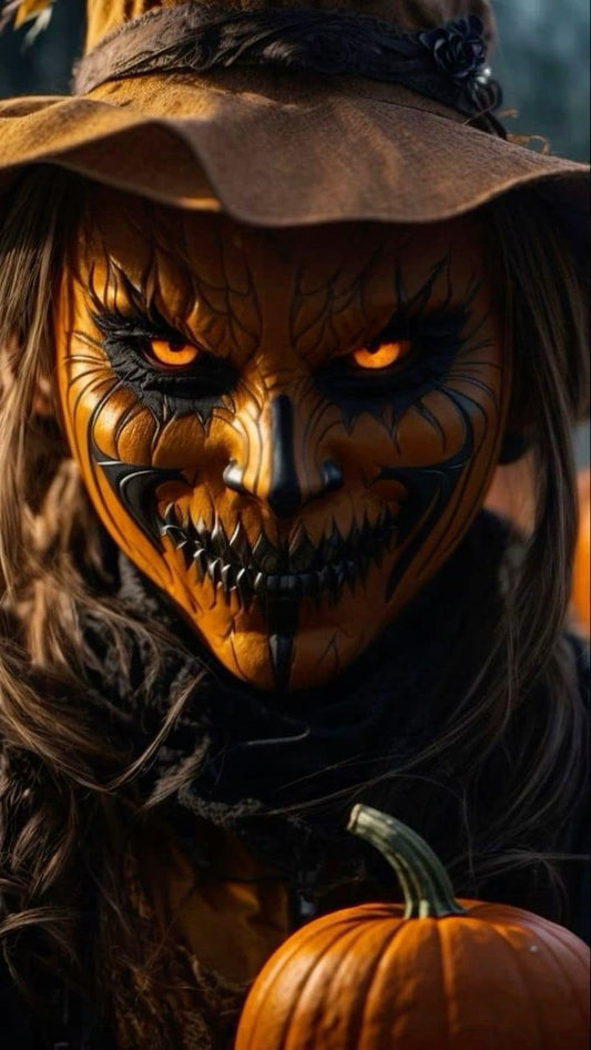 Halloween Scarecrow With Pumpkin Print Poster