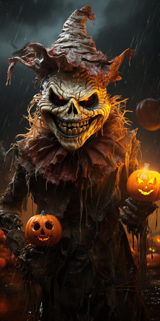 Halloween Scarecrow With Pumpkins Print Poster