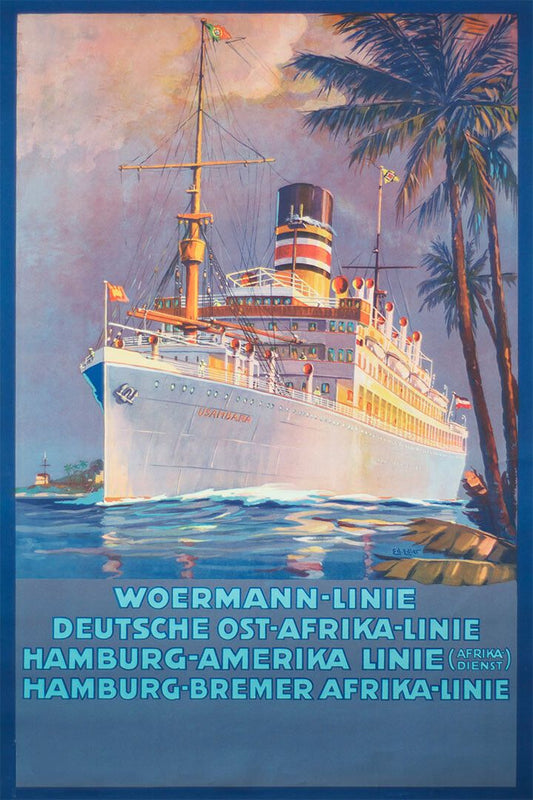 Hamburg To Africa German Cruise Ship Vintage Travel Jigsaw Puzzle