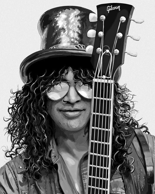 Hard Rock Guitarist Slash Glossy Keychain Painting Keychain Guns N' Roses Print