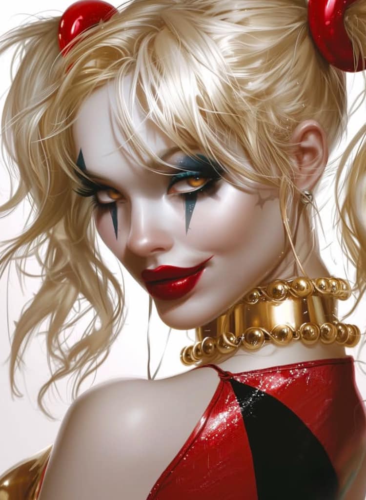 Harlequin Portrait Highfashion Print Poster