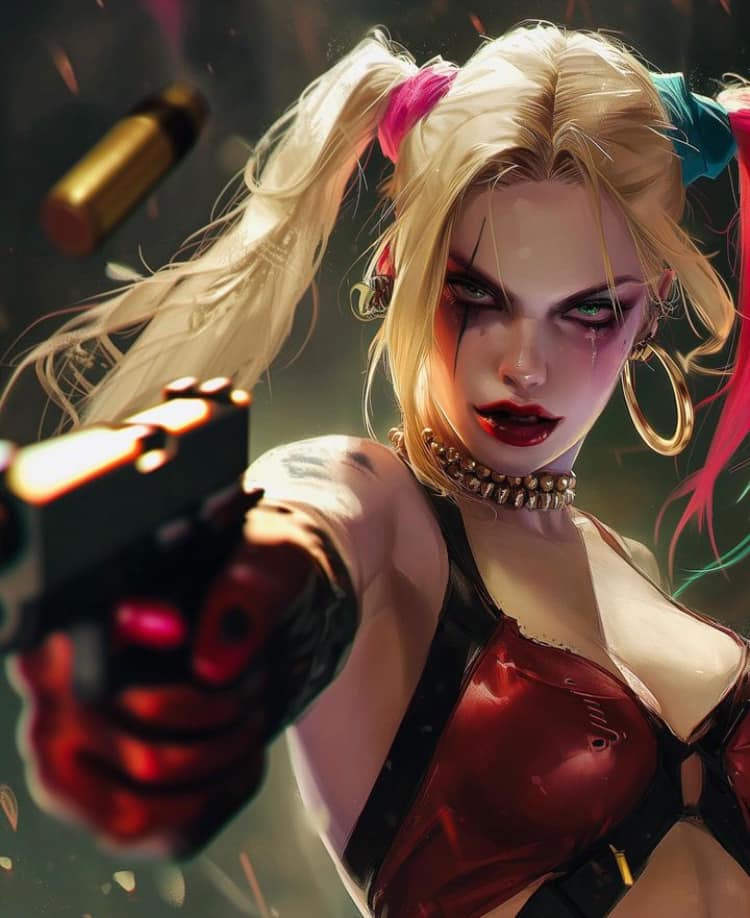 Harley Quinn Action Portrait (1) Print Poster
